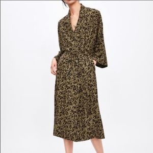 Zara animal print long flowy trench